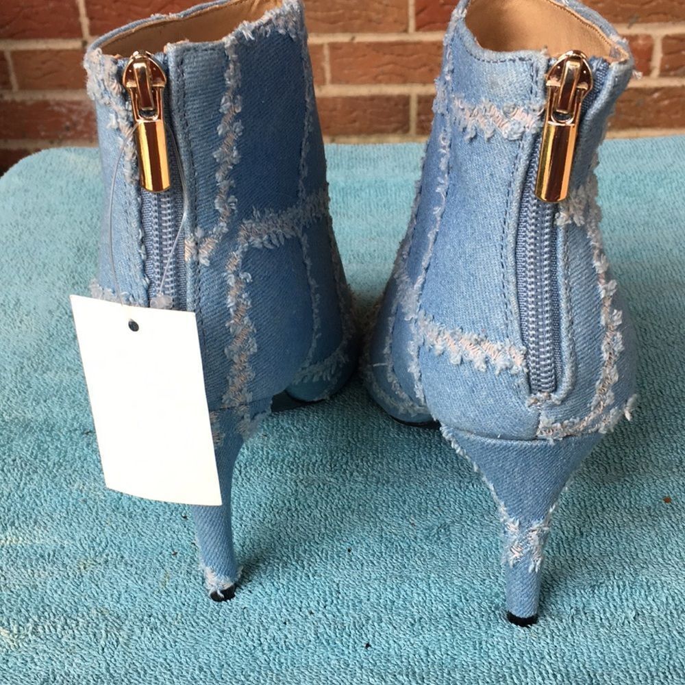 Blue peep toe ankle booties - Picture 3 of 12
